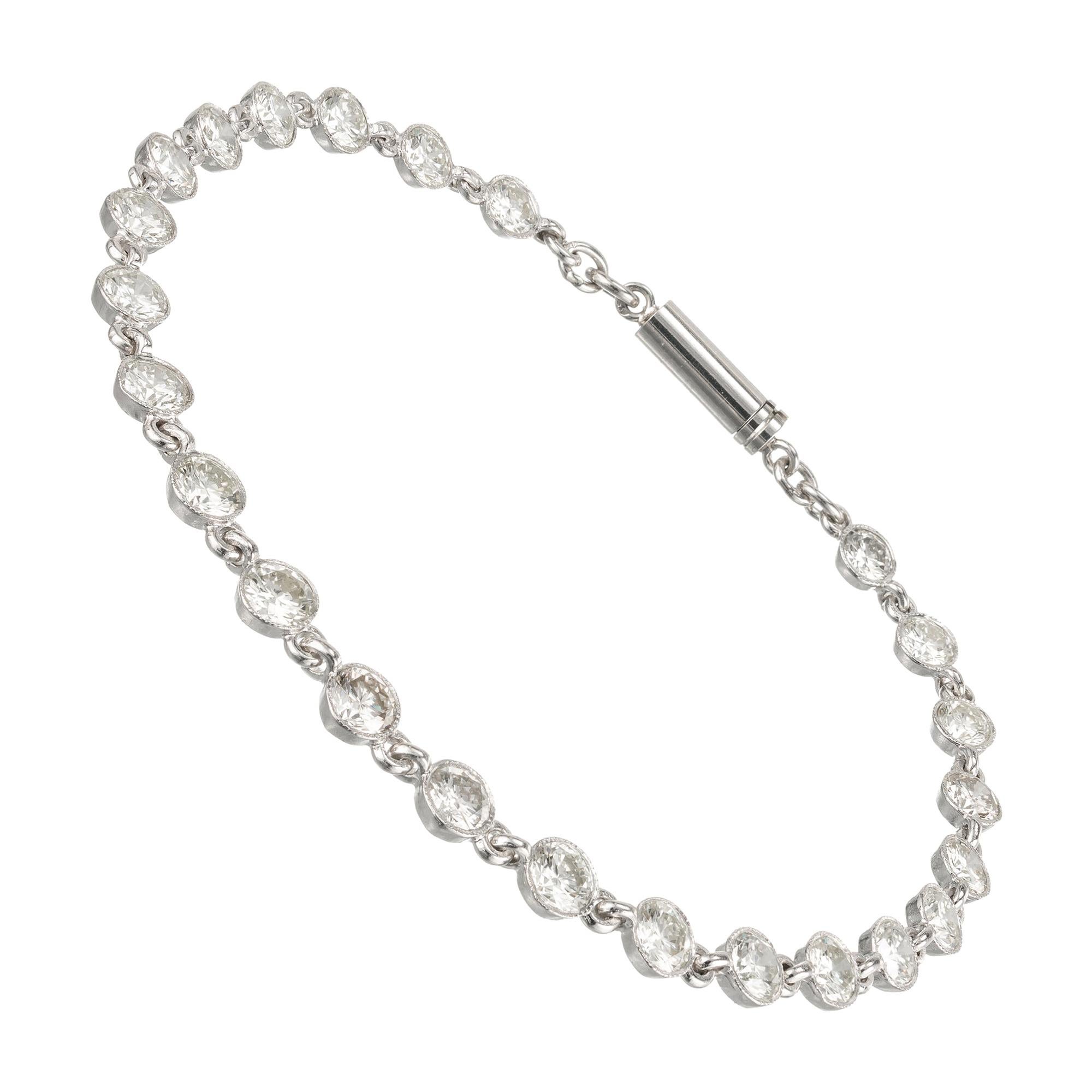 5.40 Carat Brilliant Full Diamond Platinum Tube Set Bracelet For Sale