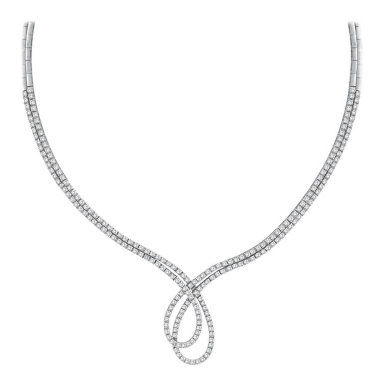 5.40 Carat Designer Diamond Necklace 14 Karat White Gold For Sale