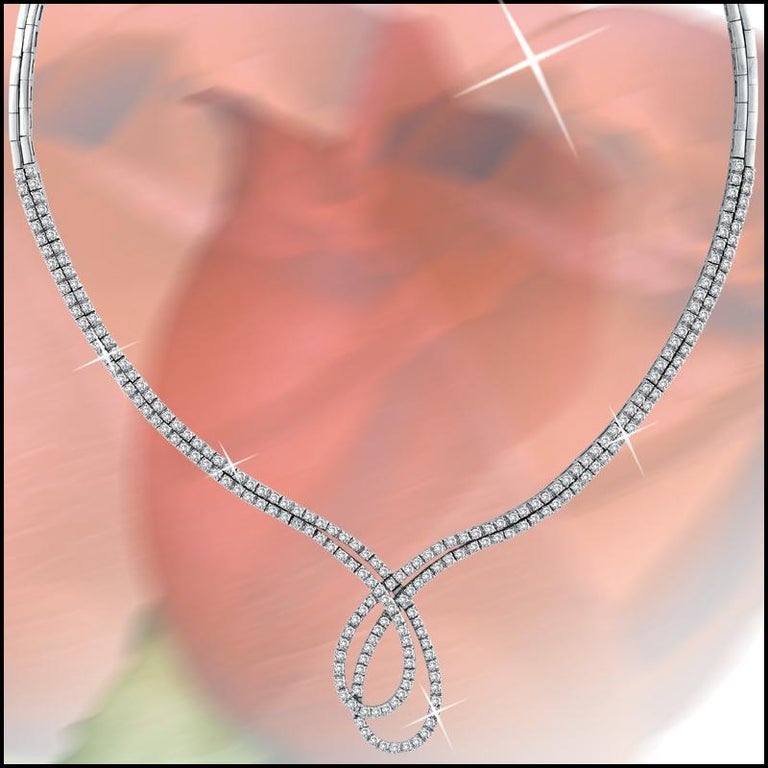 5.40 Carat Designer Diamond Necklace 14 Karat White Gold For Sale at