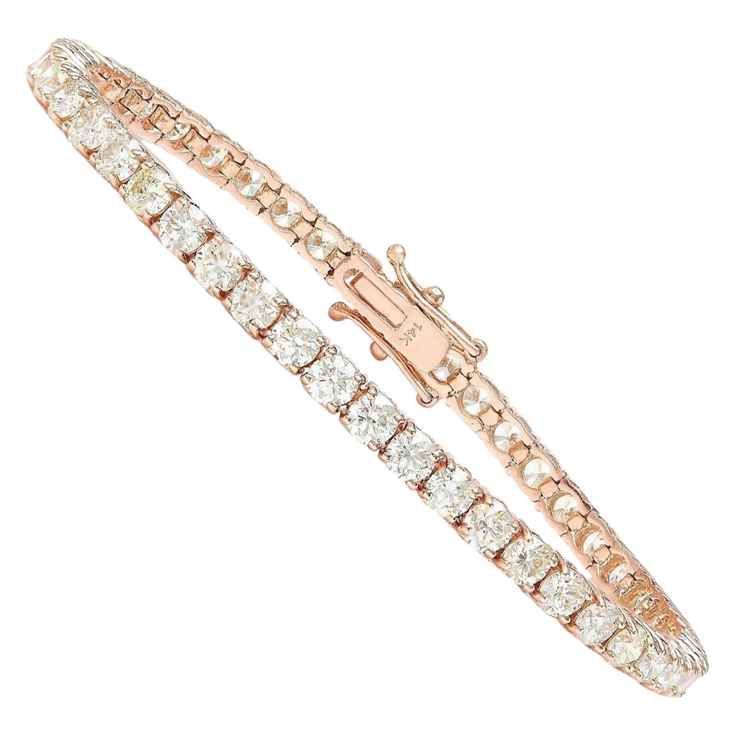 8.08 Carat Diamond 18 Karat Solid Rose Gold Bracelet For Sale at 1stDibs 18 carat rose gold