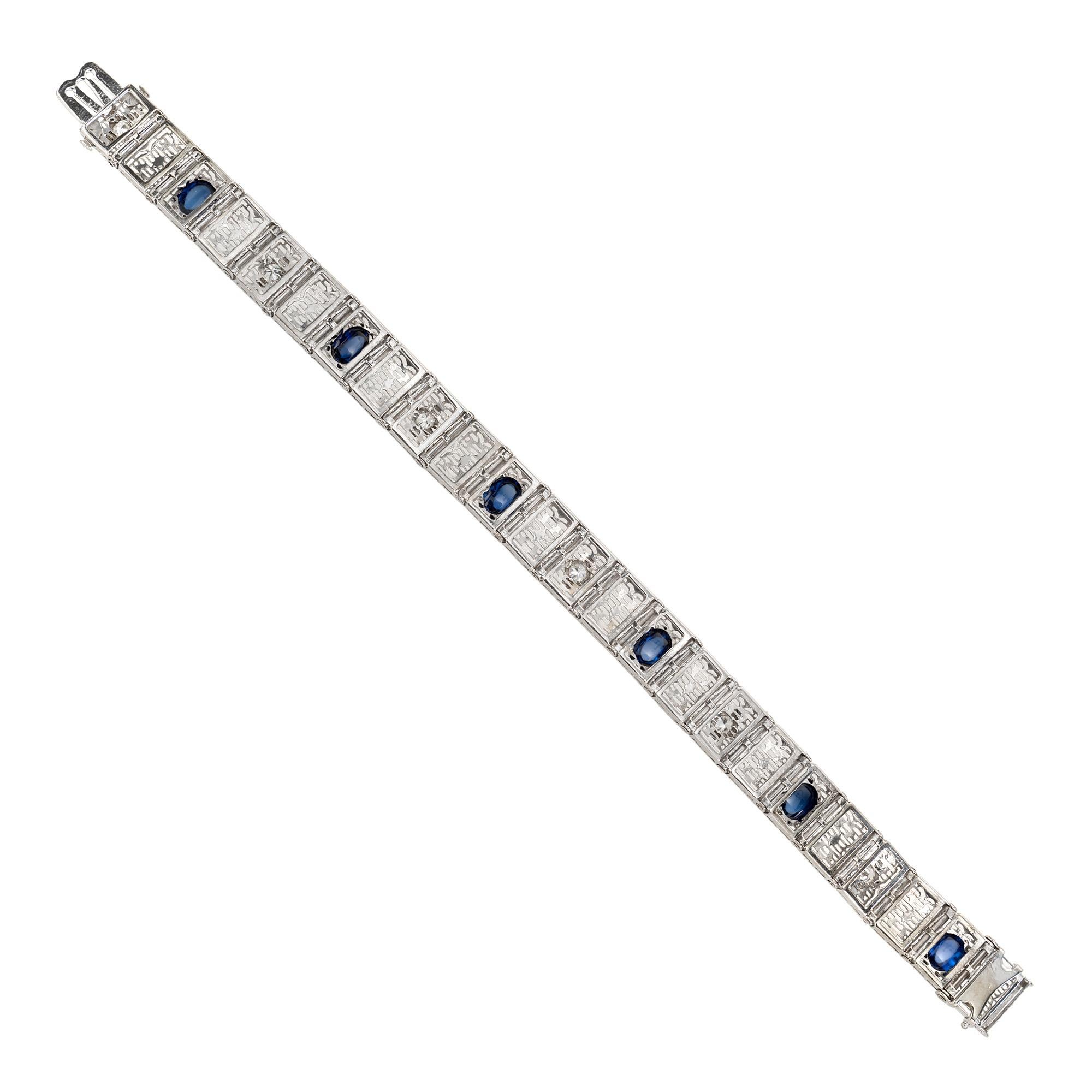 5,40 Karat Laborgewachsener Saphir Diamant Weißgold A Link-Armband (Rundschliff) im Angebot