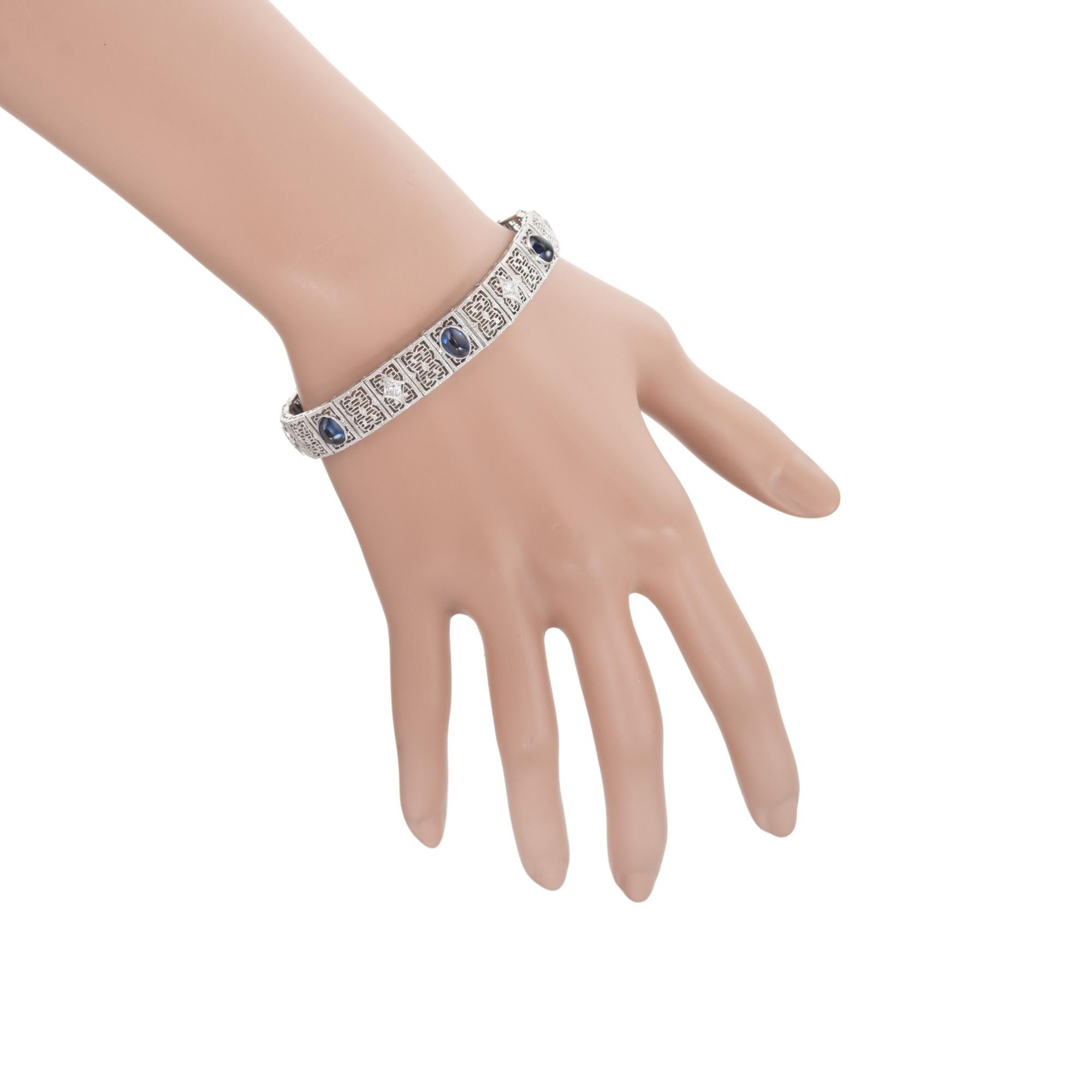 5,40 Karat Laborgewachsener Saphir Diamant Weißgold A Link-Armband Damen im Angebot