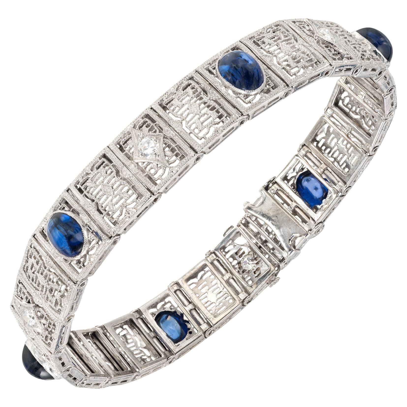 5.40 Carat Lab Grown Sapphire Diamond White Gold Link Bracelet
