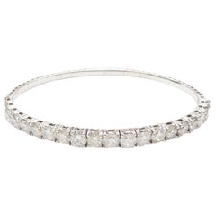 5.40 Carat Natural Diamond Flexible Bangle White Gold 14 Karat