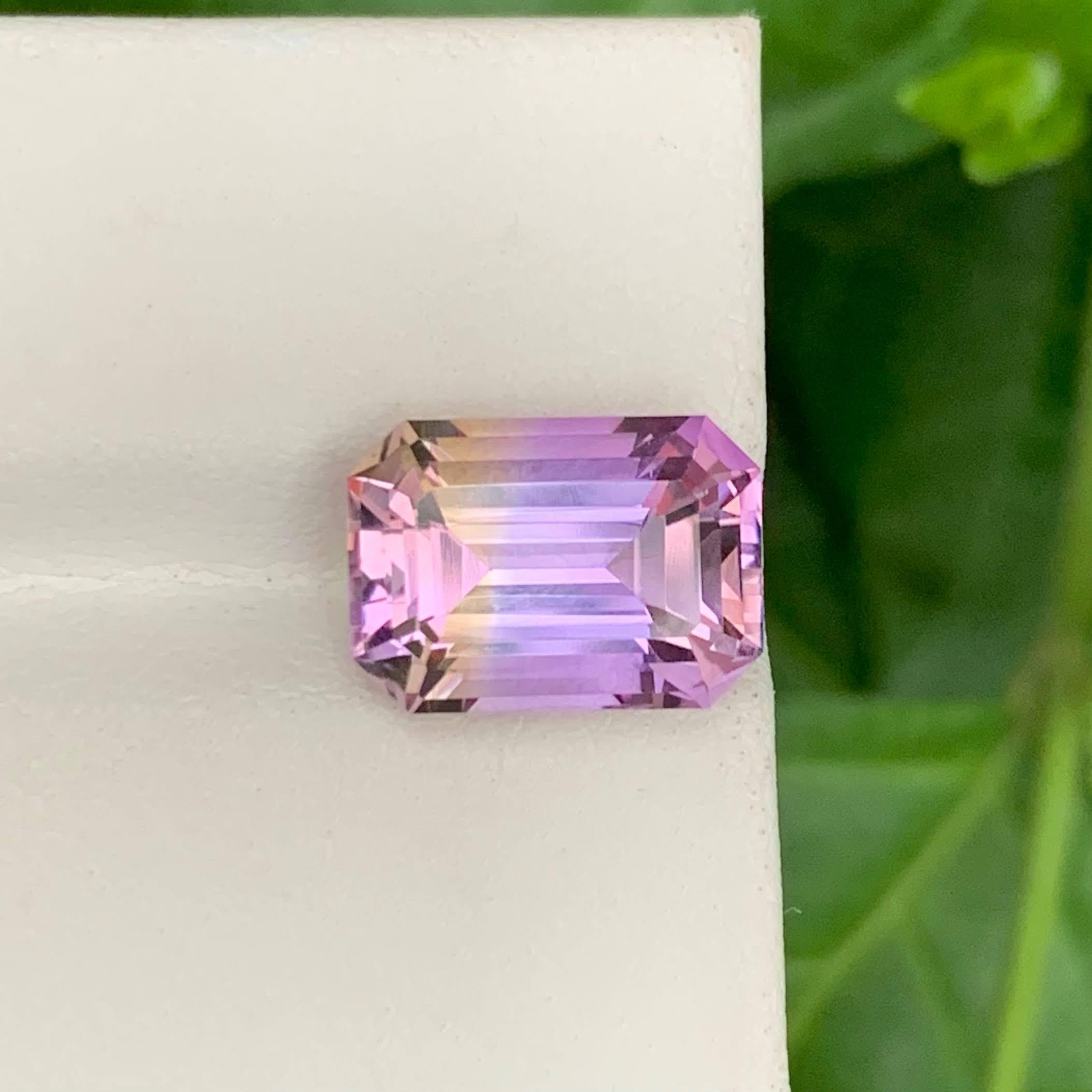 Weight 5.40 carat
Dimensions 12.5x8.9x7.1mm
Treatment None
Origin Bolivian
Clarity Eye Clean 
Shape Cut Emerald 




This 5.40 Carat Natural Loose Bi-Color Ametrine is a stunning gemstone that beautifully combines the golden warmth of citrine with