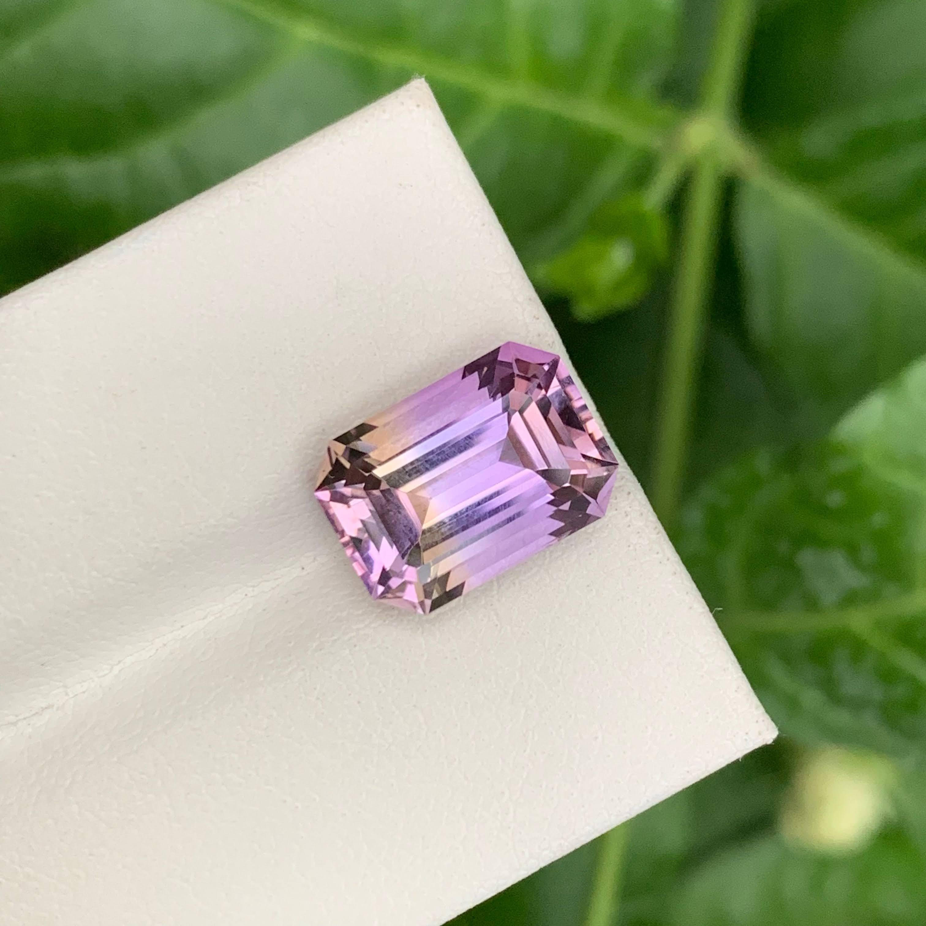 5.40 Carat Natural Loose Bi Color Ametrine Stone Emerald Cut Bolivian Gemstone For Sale 1