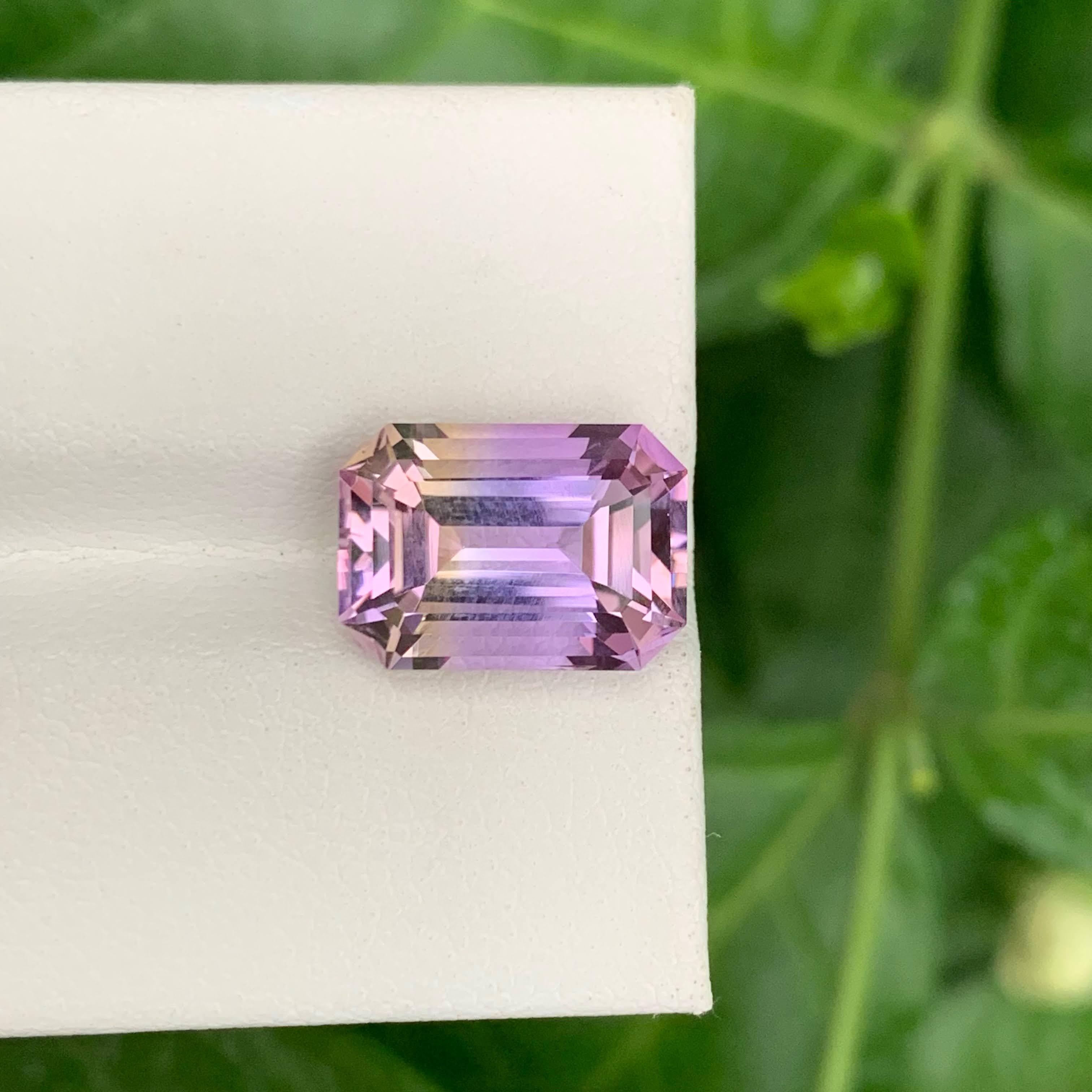 5.40 Carat Natural Loose Bi Color Ametrine Stone Emerald Cut Bolivian Gemstone For Sale 2
