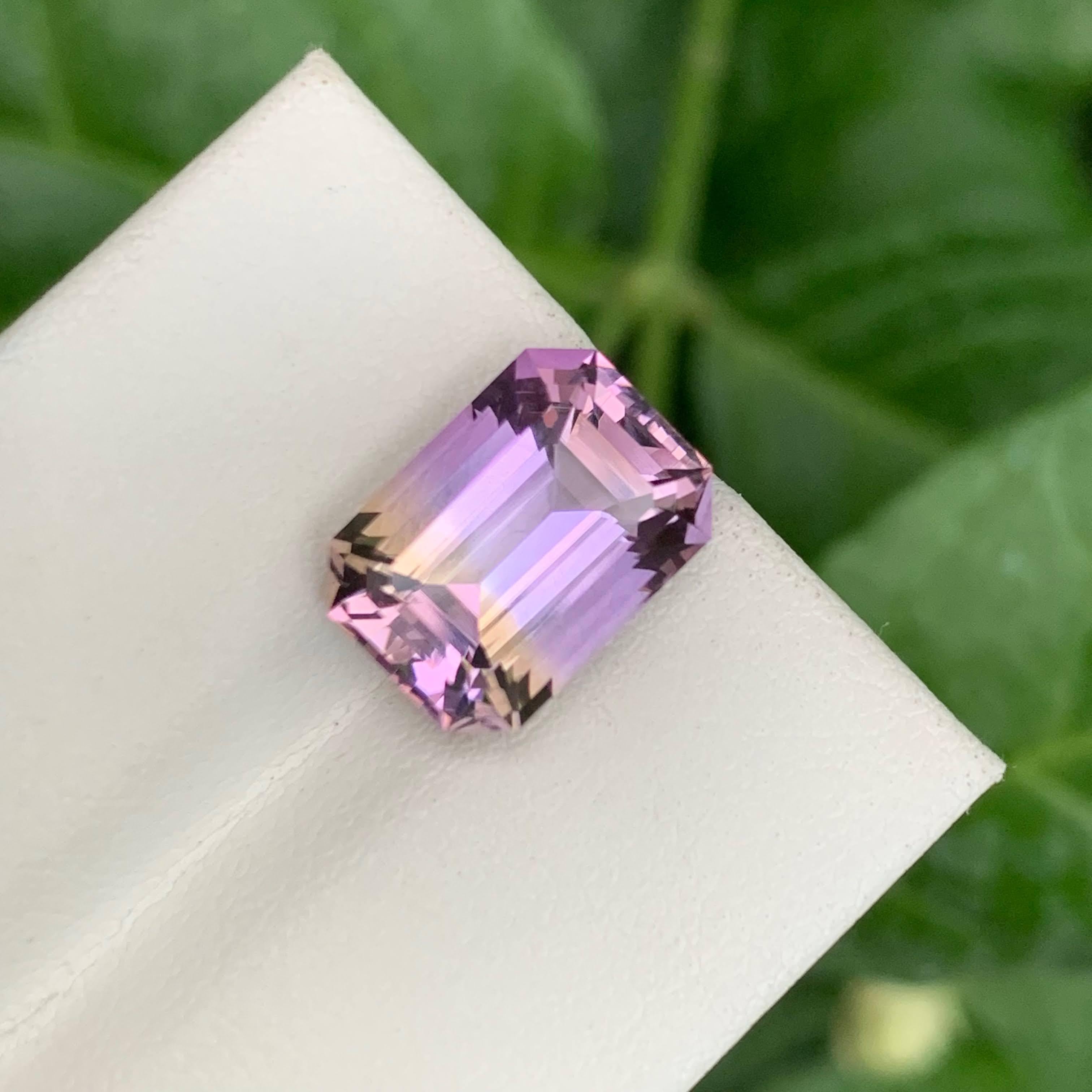 5.40 Carat Natural Loose Bi Color Ametrine Stone Emerald Cut Bolivian Gemstone For Sale 3