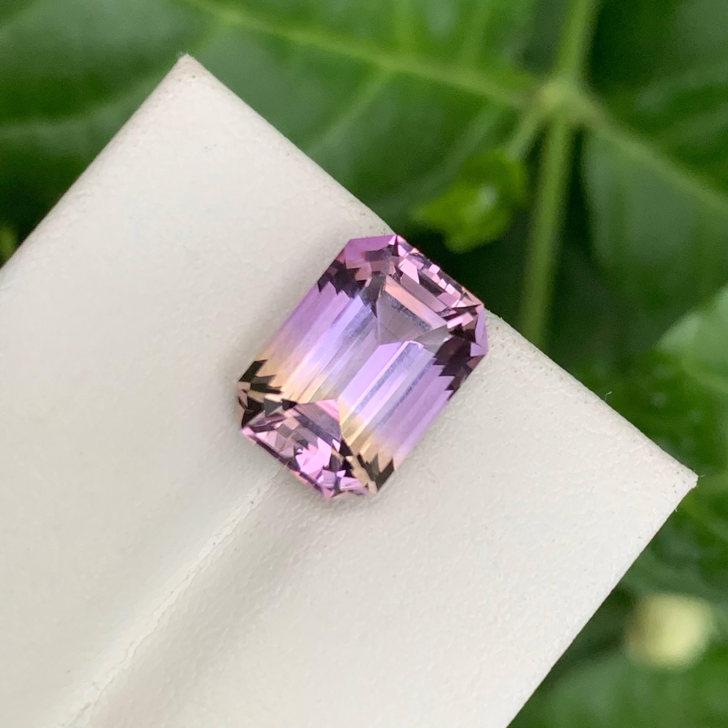 5.40 Carat Natural Loose Bi Color Ametrine Stone Emerald Cut Bolivian Gemstone For Sale 4