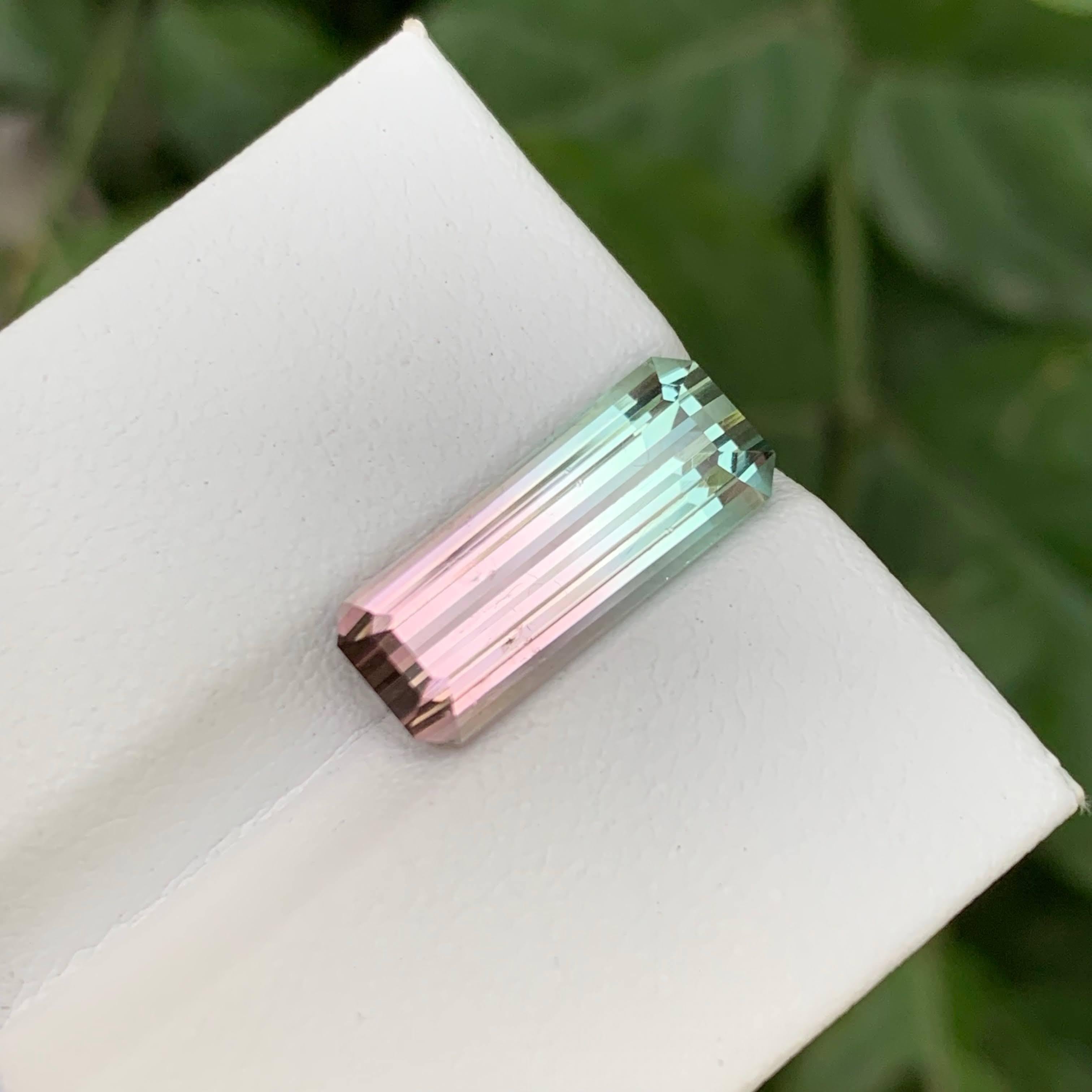 5.40 Karat Natürlicher Loser Bi Color Turmalin Stein Smaragd Schliff Afghanischer Edelstein (Smaragdschliff) im Angebot