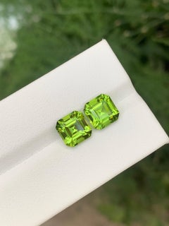 5.40 Carat Natural Loose Peridot Pair Square shape Gemstone For Jewellery Making