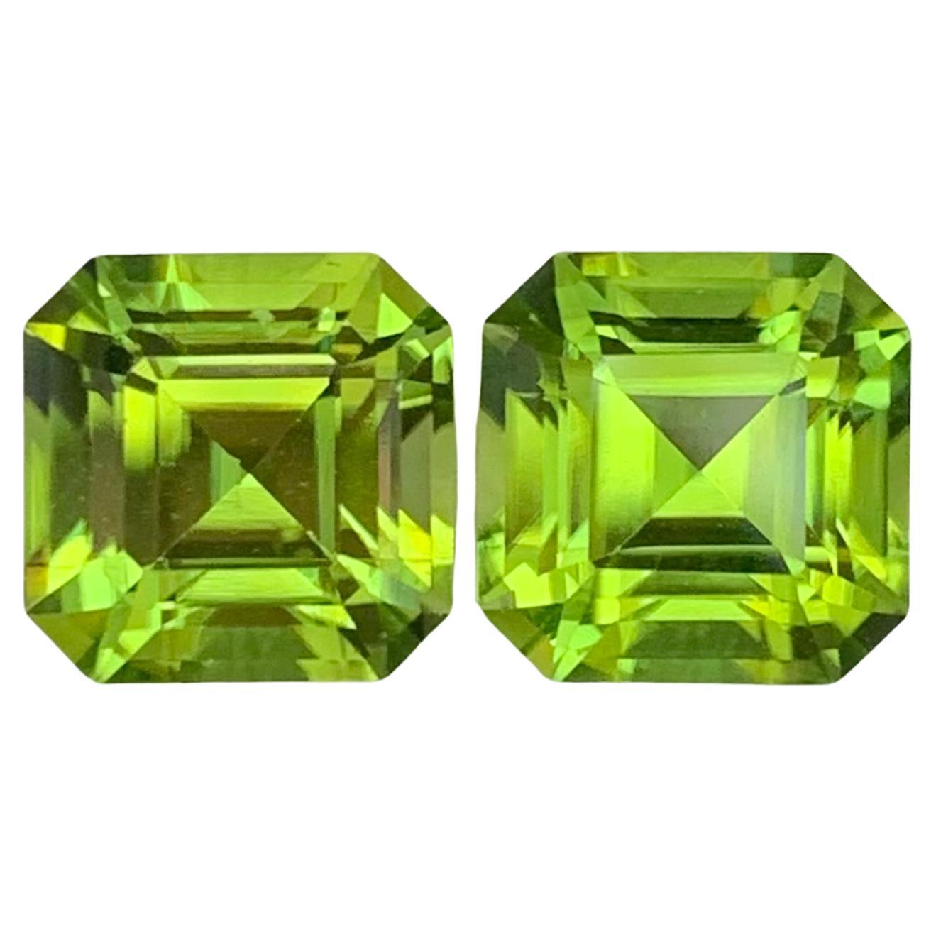 5.40 Carat Natural Loose Peridot Pair Square shape Gemstone For Jewellery Making