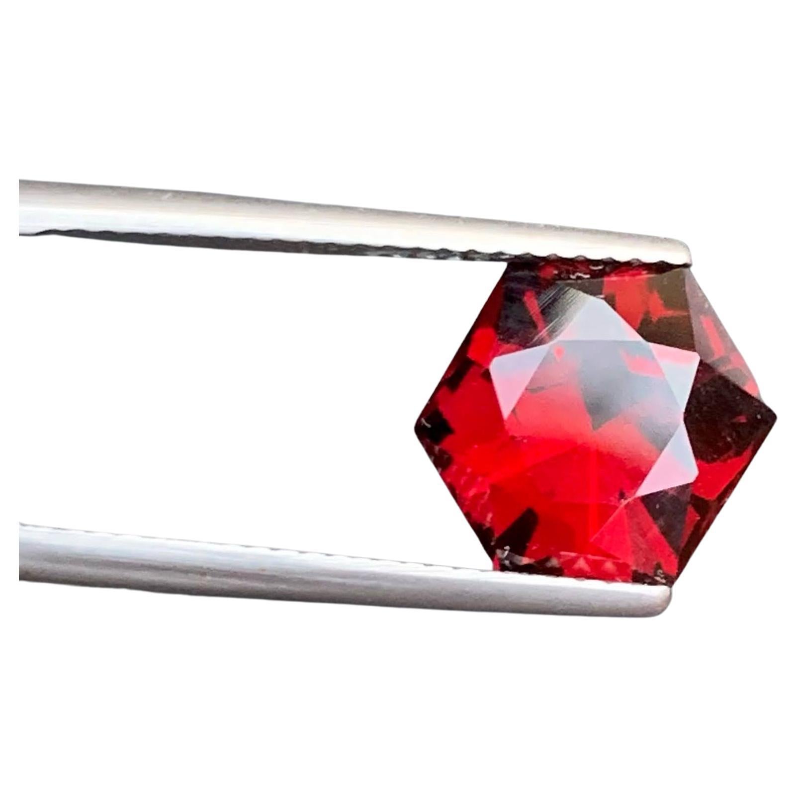 5,40 Karat Natürlicher loser roter Granat Stein Hexagon Schliff Afrikanischer Edelstein