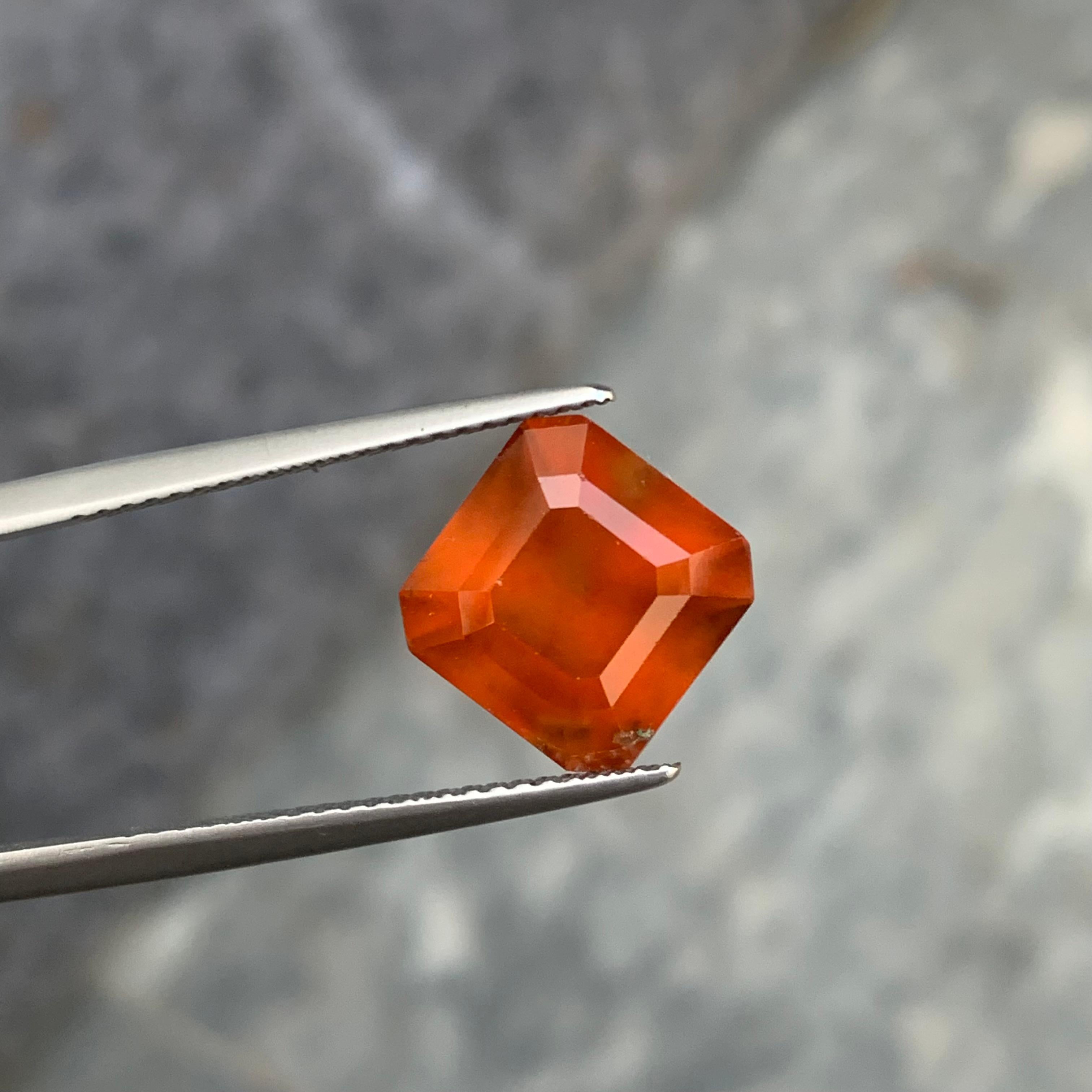 5.40 Carat Natural Loose Smoky Hessonite Orange Garnet Square Shape For Sale 1