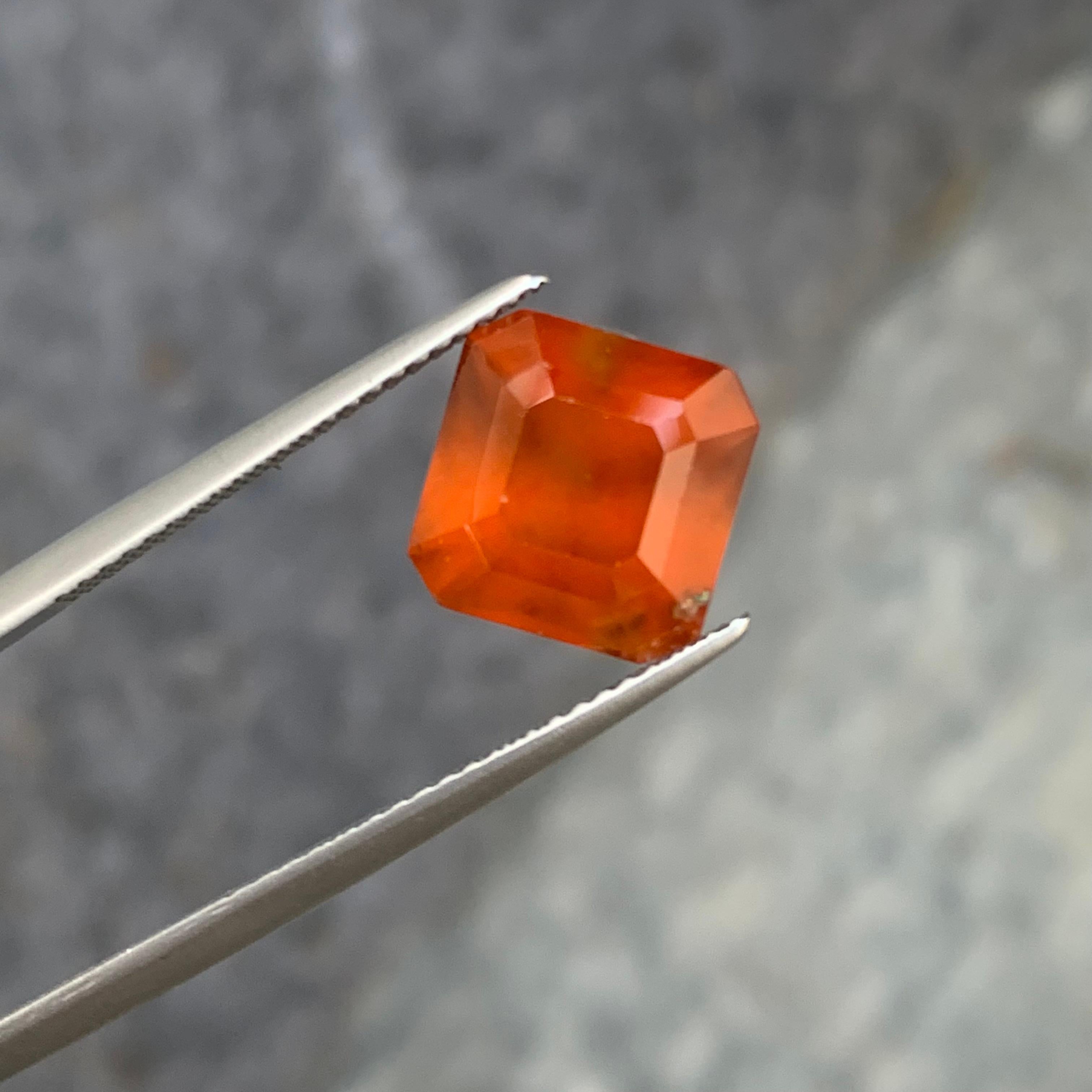 Square Cut 5.40 Carat Natural Loose Smoky Hessonite Orange Garnet Square Shape For Sale