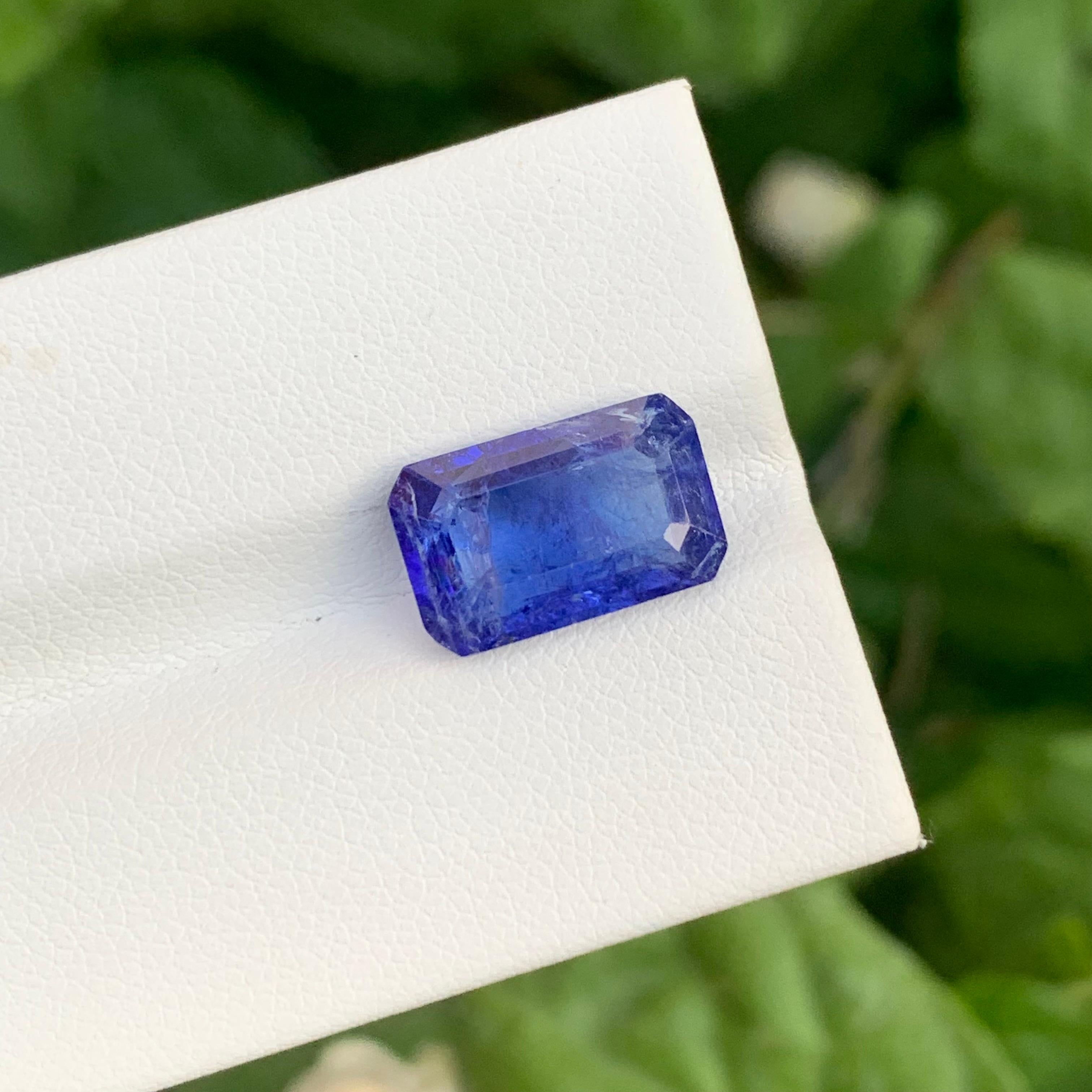 Faceted Tanzanite
Weight: 5.40 Carats
Dimension: 13.2 x 8.3 x 5 Mm
Shape: Emerald 
Color: Purple
Treatment: Heated 
Clarity: Included 
Certificate: On Demand
.
Hardness. Tanzanite is a slightly soft stone when compared to Amethyst. When measured on