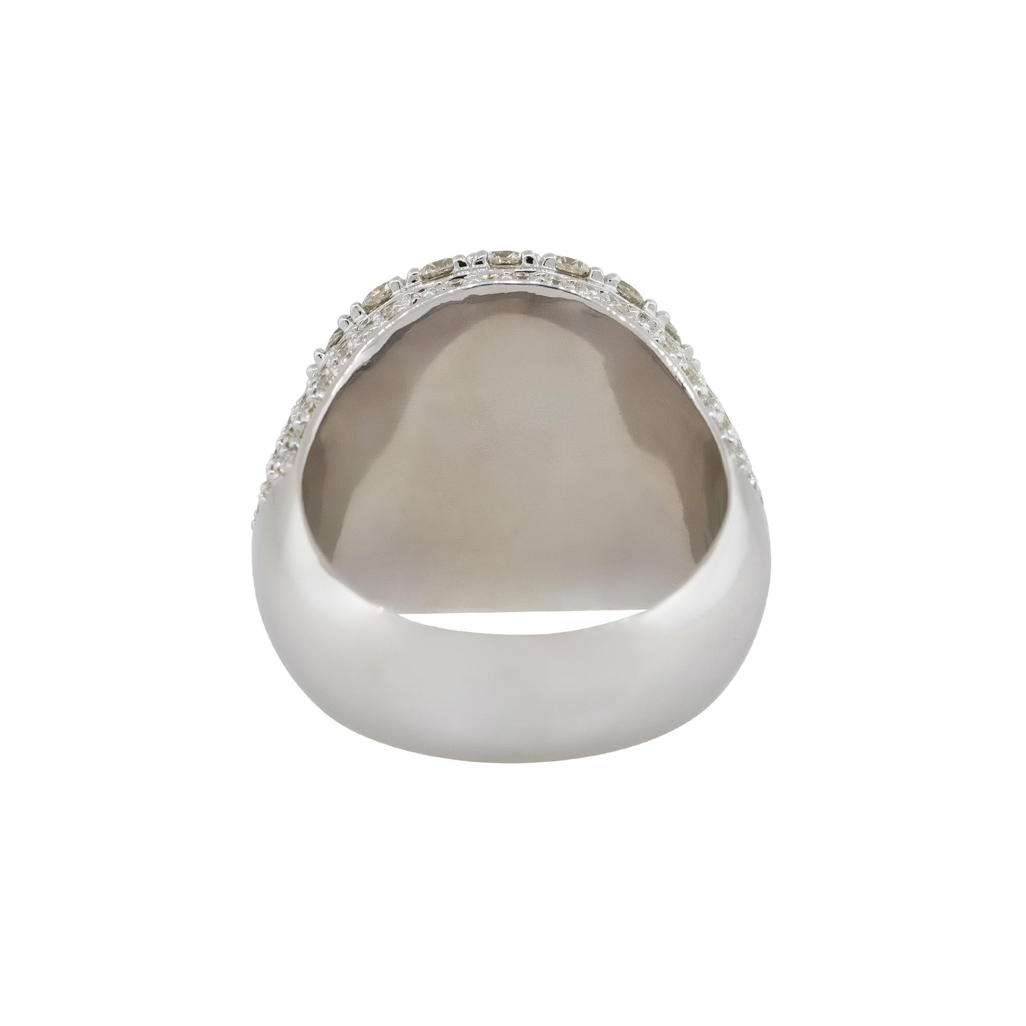 Round Cut 5.40 Carat Round Diamond Half Pave Mens Ring 14 Karat in Stock For Sale