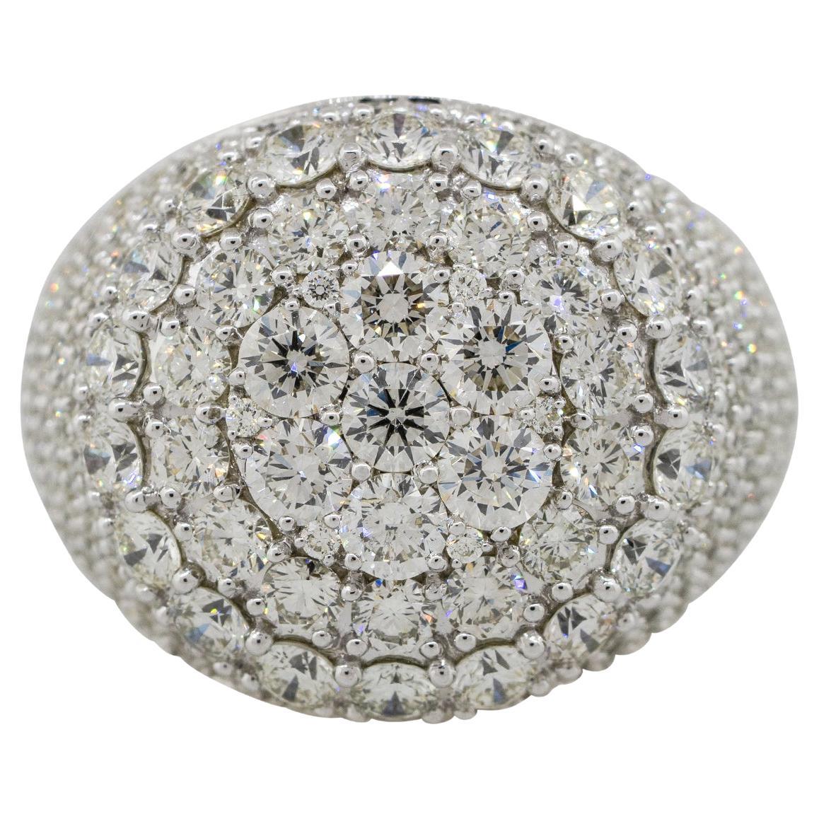 5.40 Carat Round Diamond Half Pave Mens Ring 14 Karat in Stock