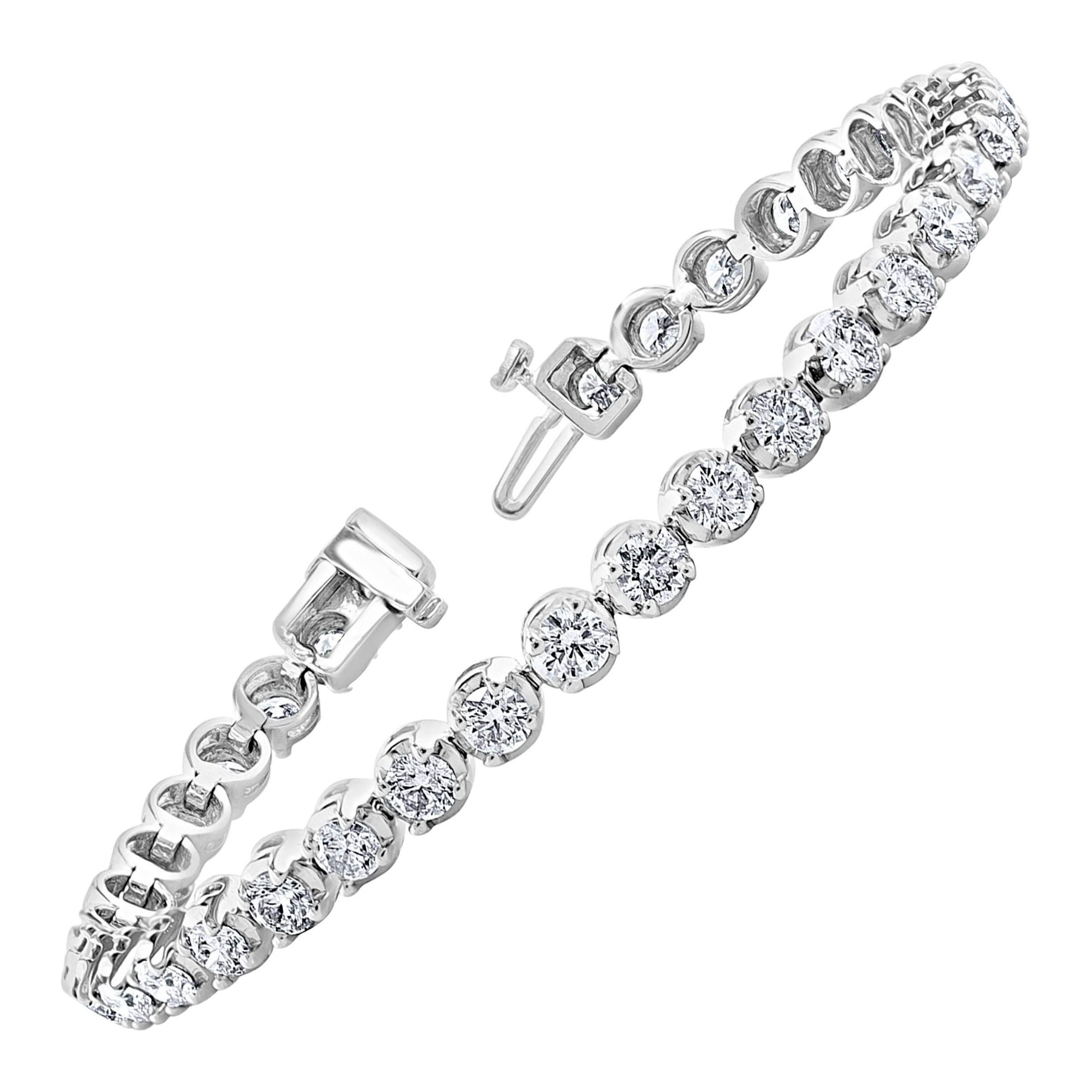 Pulsera de tenis con diamantes redondos de 5,40 quilates en venta