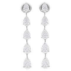 Pendientes colgantes de diamantes talla pera brillante SI/H de 5,40 quilates y oro blanco de 18 quilates