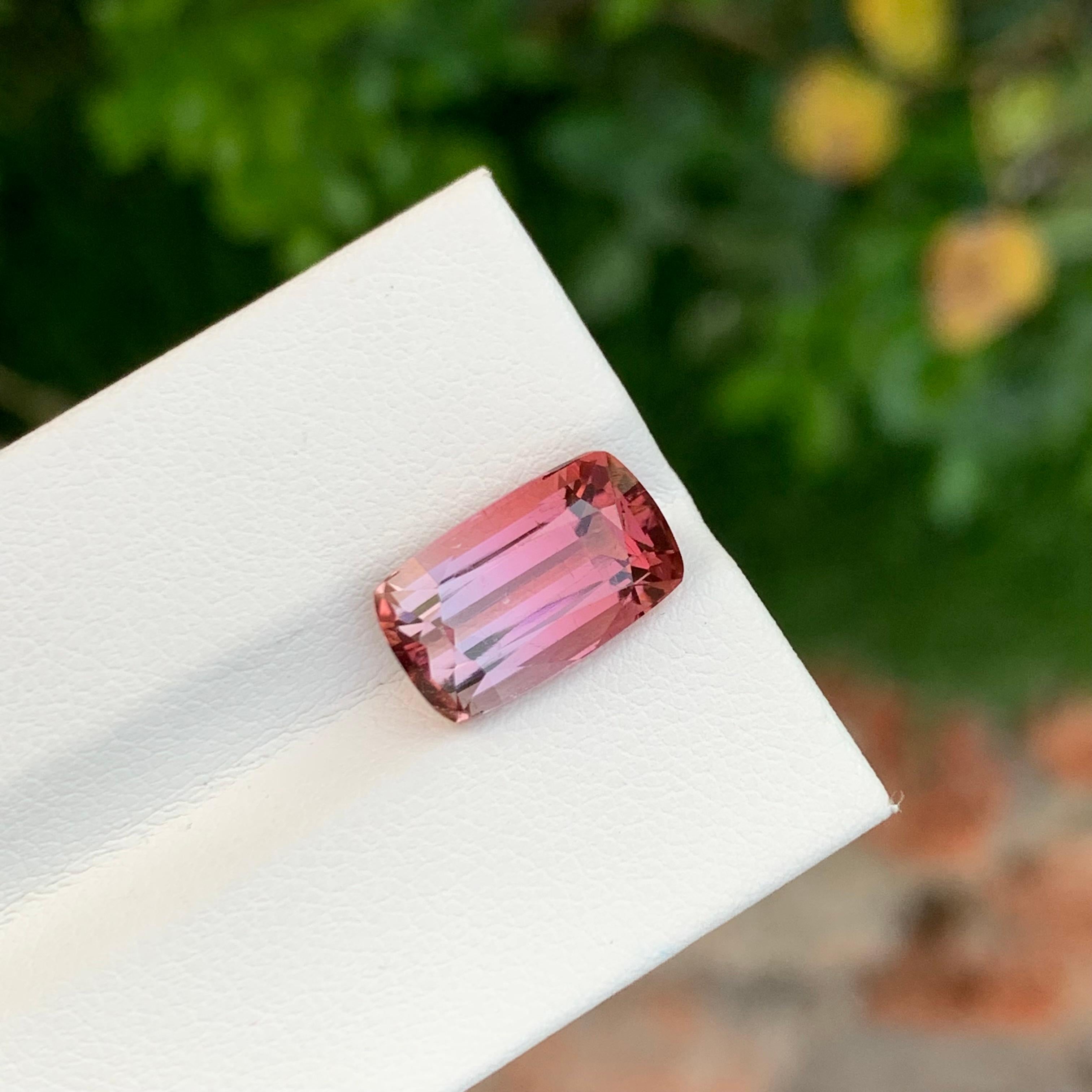 5.40 Carat Splendid Faceted Bi Colour Tourmaline Long Cushion Shape Gemstone For Sale 4