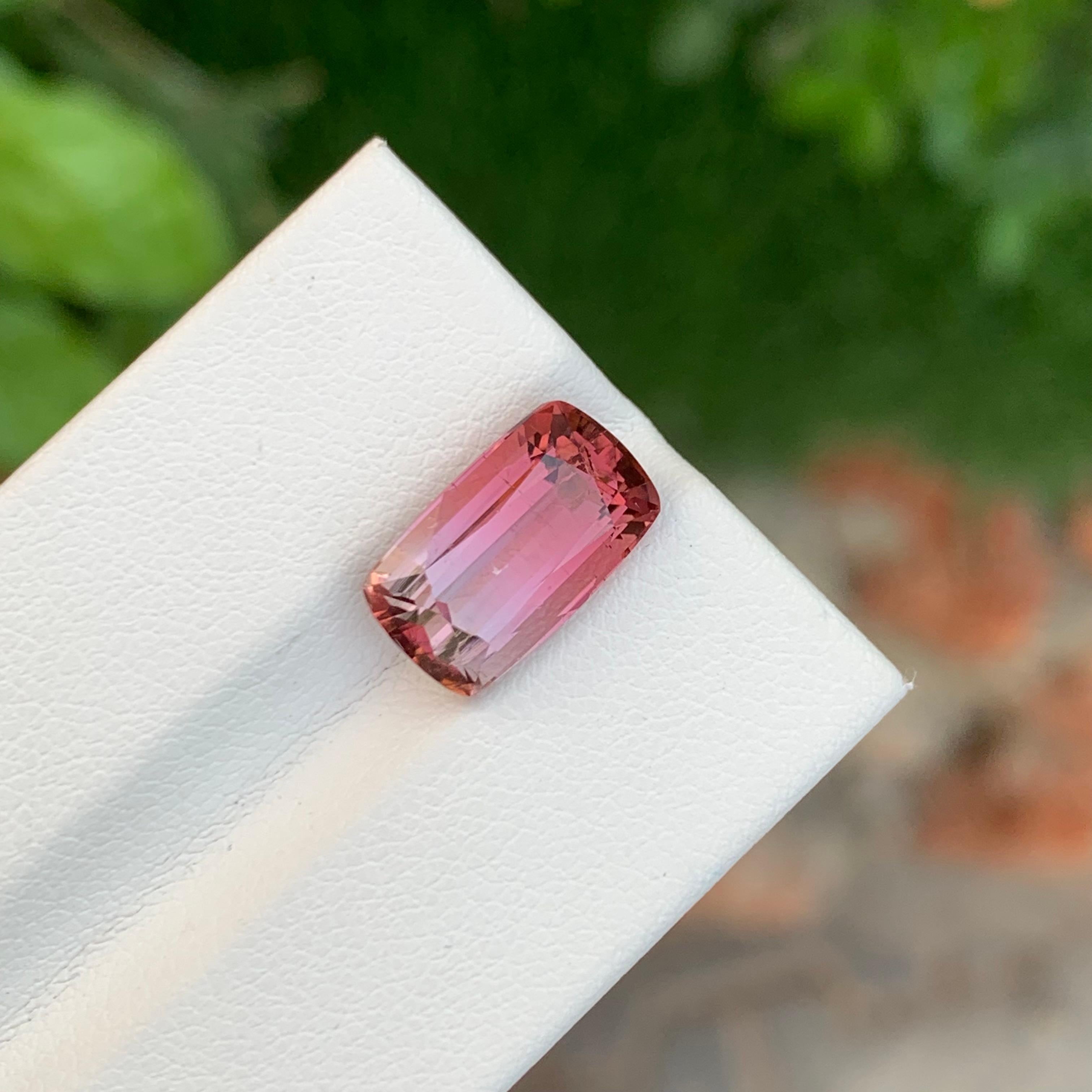 Arts and Crafts 5.40 Carat Splendid Faceted Bi Colour Tourmaline Long Cushion Shape Gemstone For Sale