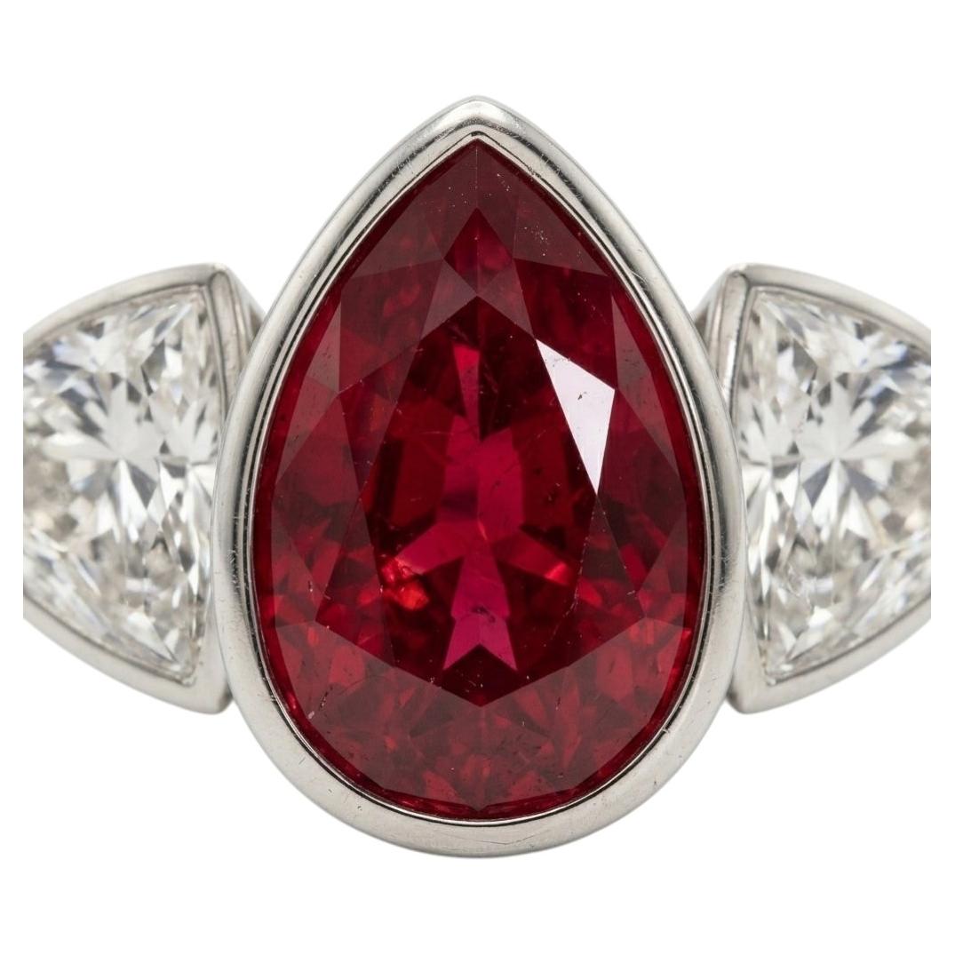 Ring mit einem unbehandelten Winza-Rubin von 5,40 Karat – GRS „Pigeon’s Blood“ Naturrubin