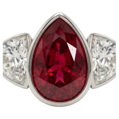 5.40 Carat Unheated Winza Ruby Ring – GRS "Pigeon's Blood" Natural Ruby