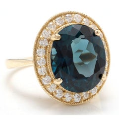 5.40 Carat Impressive Natural Aquamarine and Diamond 14K Solid White Gold Ring