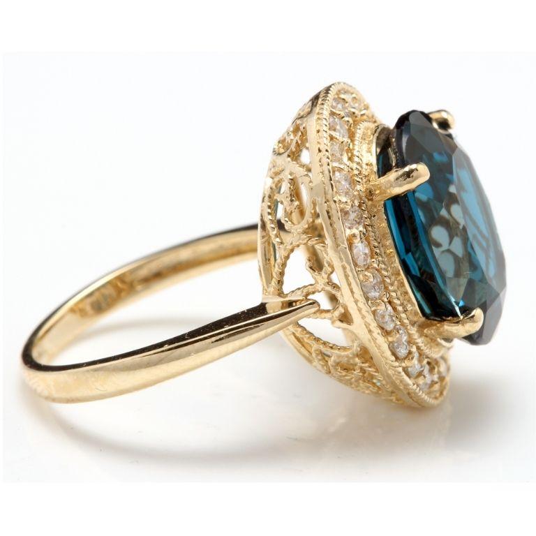 Rose Cut 5.40 Carat Impressive Natural Aquamarine and Diamond 14K Solid White Gold Ring For Sale