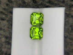 5.40 Carats Natural Faceted Peridot Pair Asscher Cut
