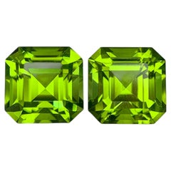 5.40 Carats Natural Faceted Peridot Pair Asscher Cut