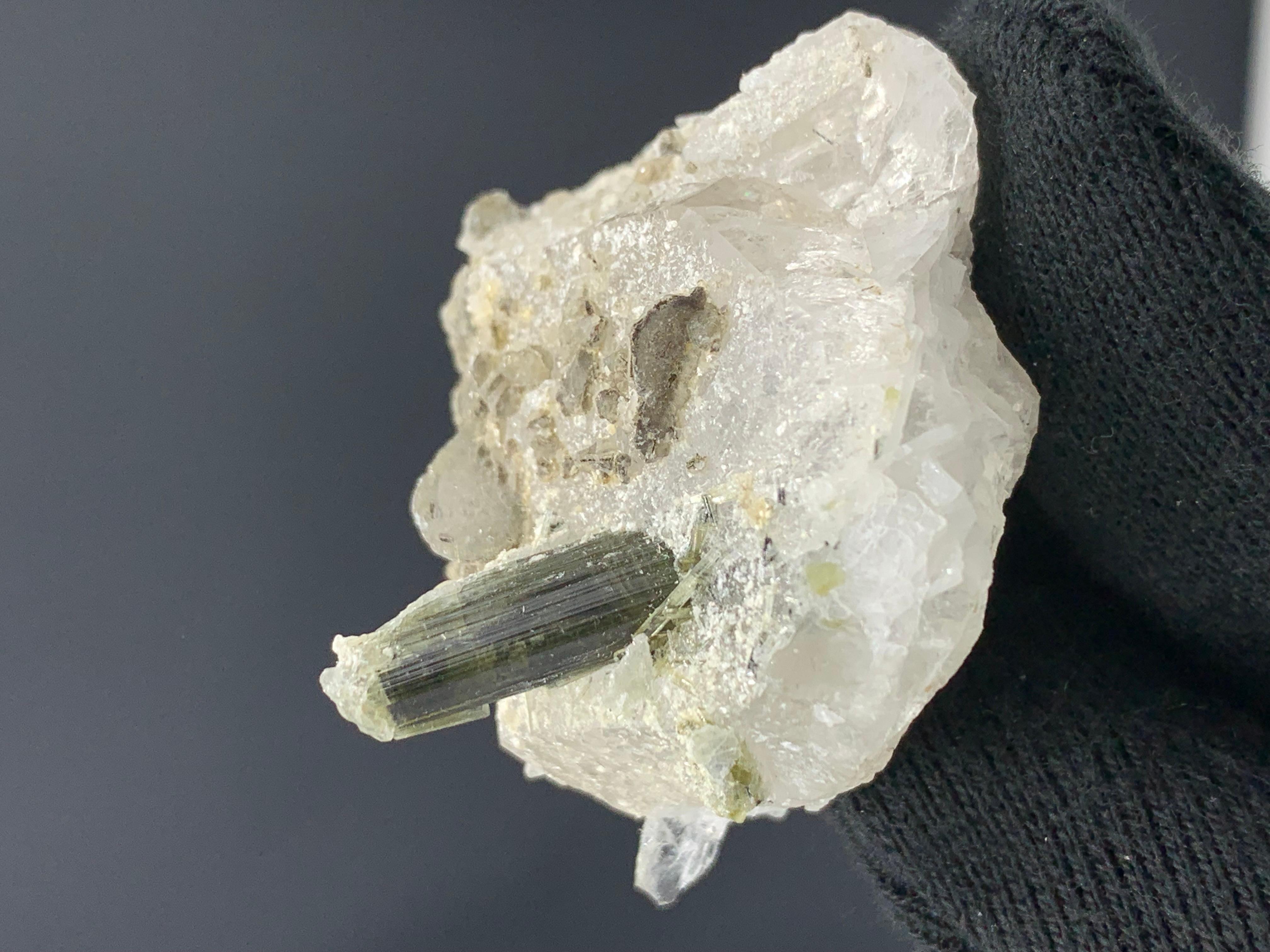 54.05 Gram Tourmaline On Quartz Specimen From Stak Nala, Pakistan For Sale 2