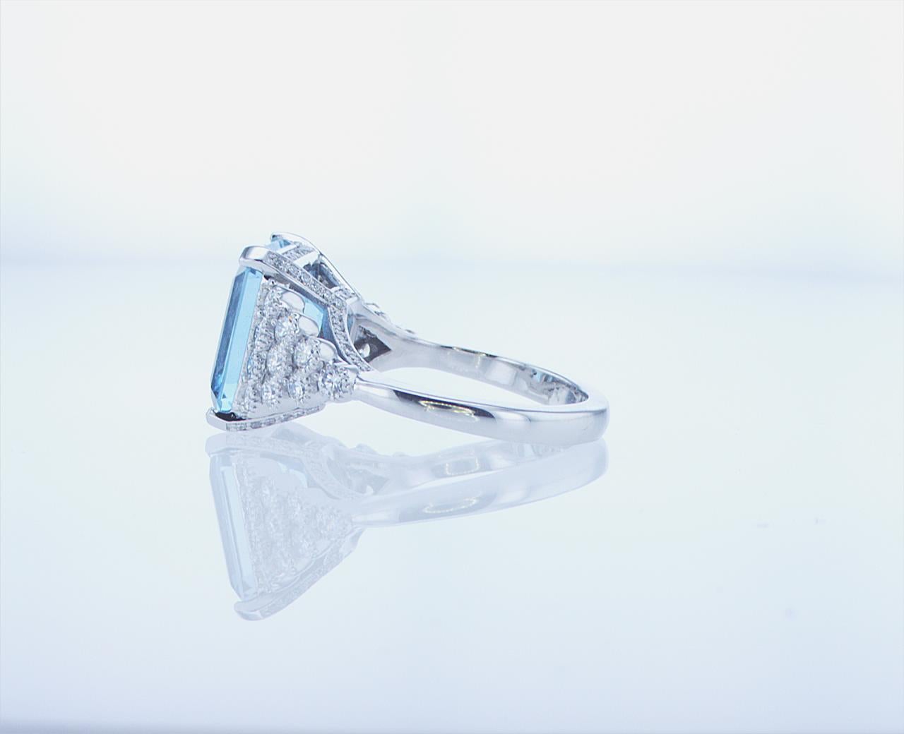 5.40ct Aqua Ring with over 1ct of Diamonds For Sale 4