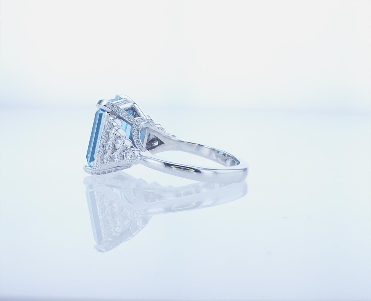 5.40ct Aqua Ring with over 1ct of Diamonds For Sale 5