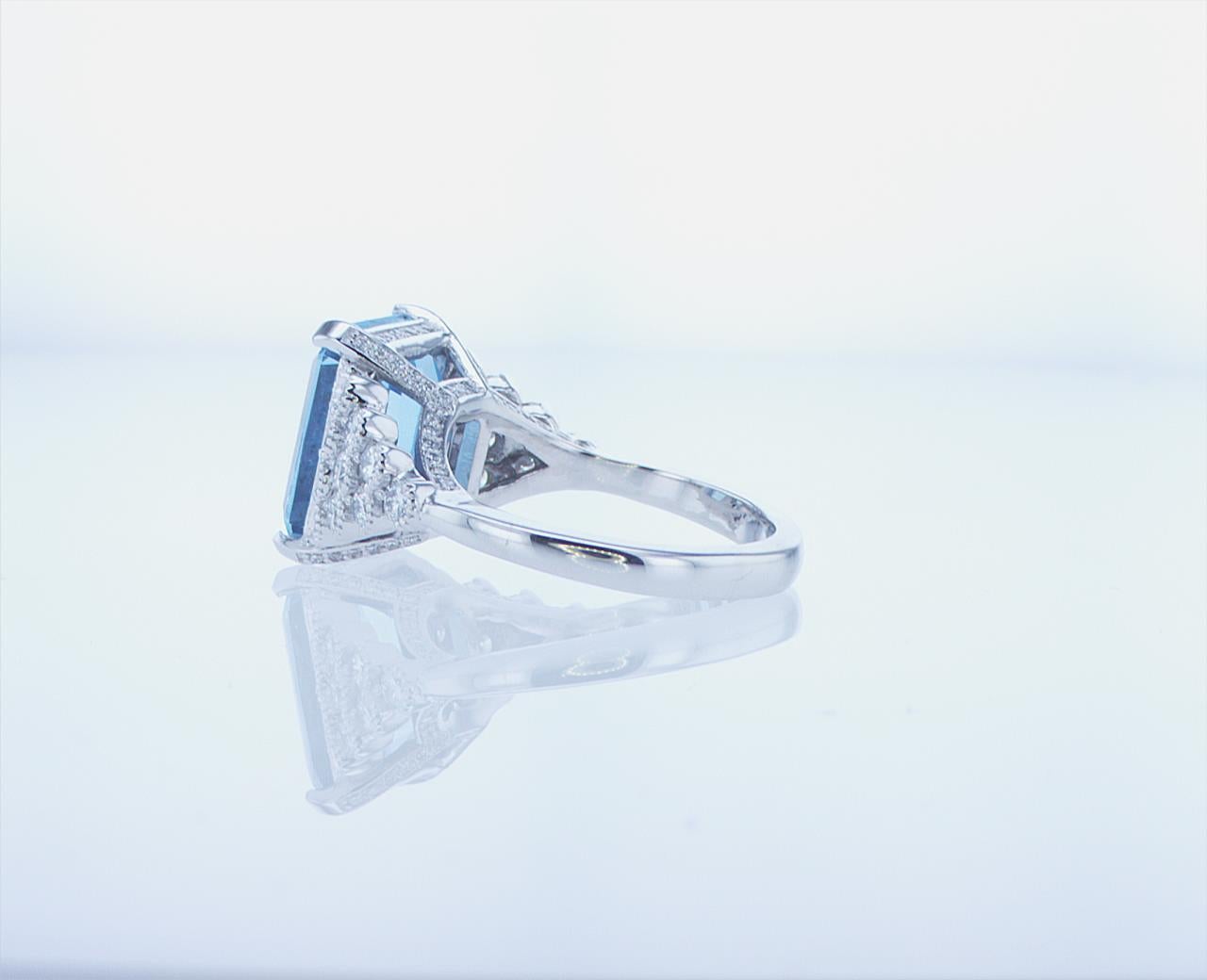 5.40ct Aqua Ring with over 1ct of Diamonds For Sale 6