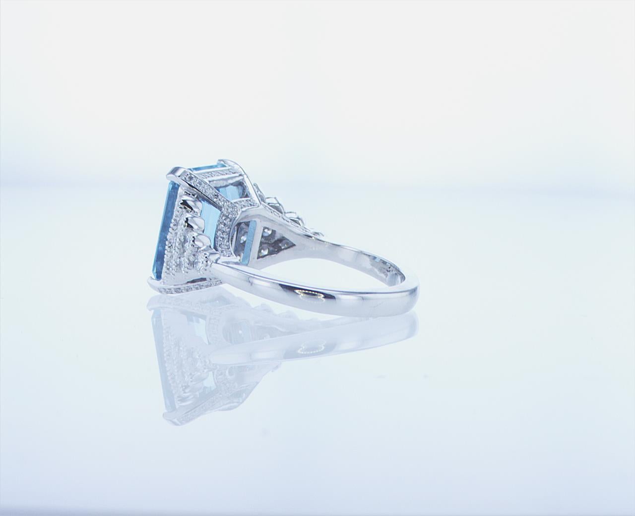 5.40ct Aqua Ring with over 1ct of Diamonds For Sale 7