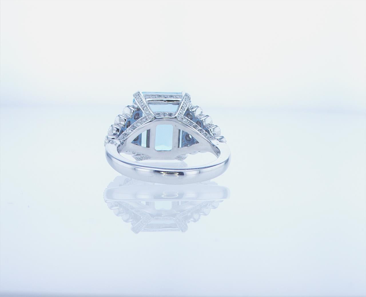 5.40ct Aqua Ring with over 1ct of Diamonds For Sale 10