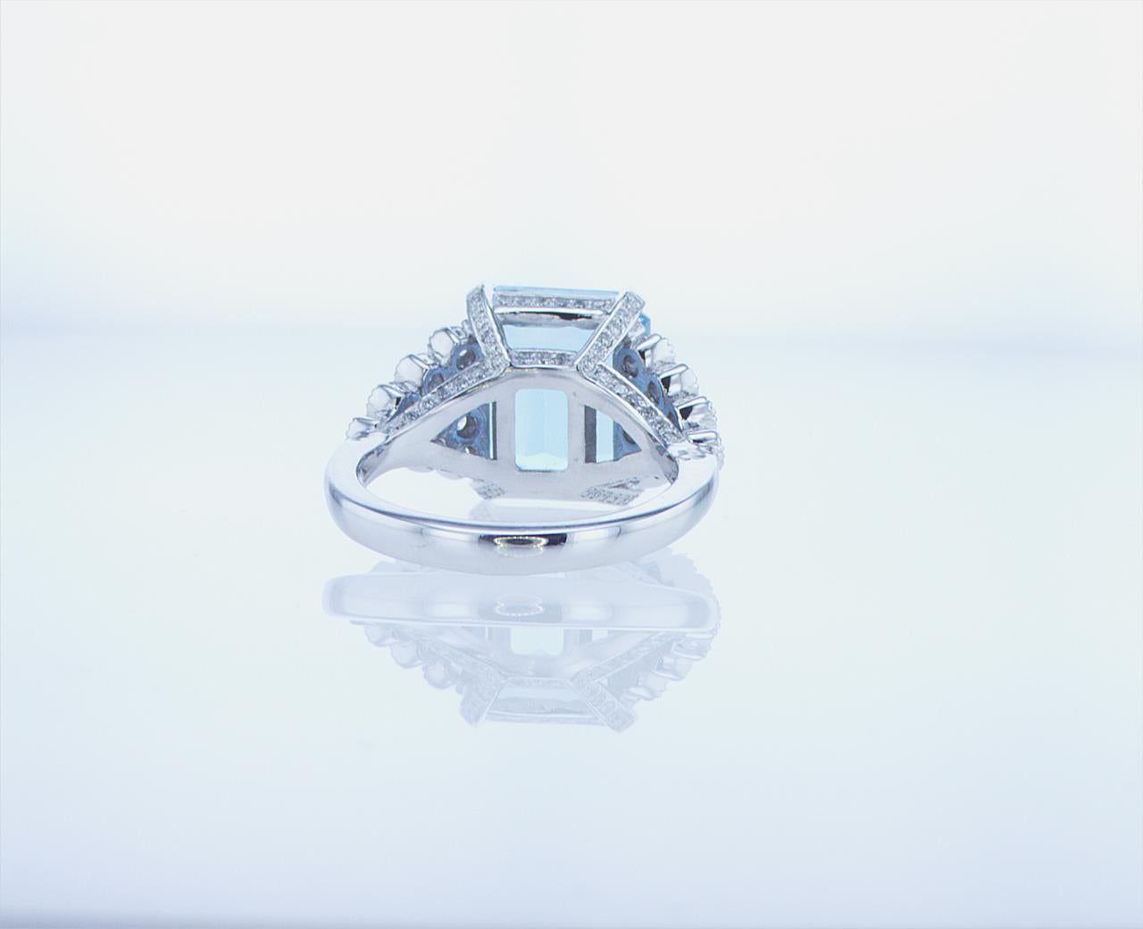 5.40ct Aqua Ring with over 1ct of Diamonds For Sale 11