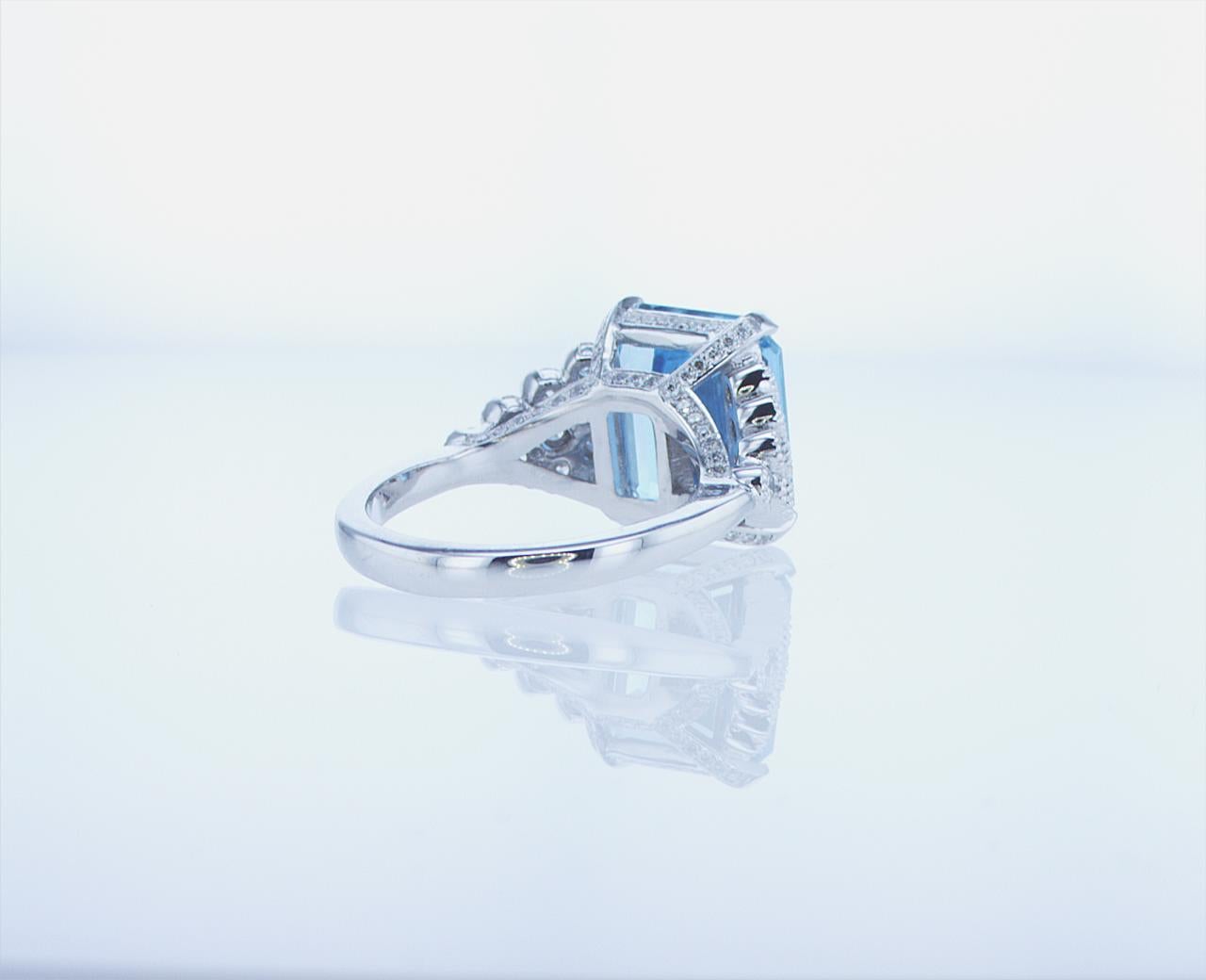 5.40ct Aqua Ring with over 1ct of Diamonds For Sale 13