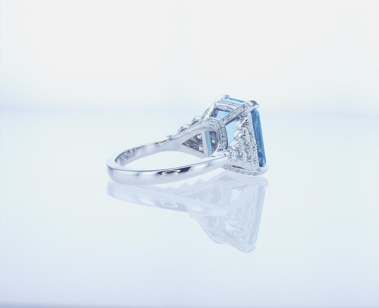 5.40ct Aqua Ring with over 1ct of Diamonds For Sale 14