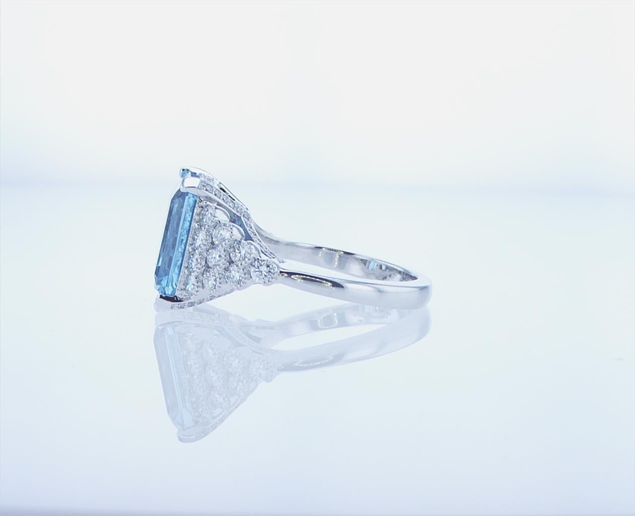 5.40ct Aqua Ring with over 1ct of Diamonds For Sale 2