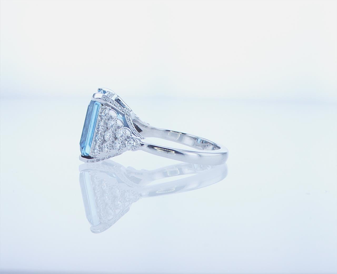 5.40ct Aqua Ring with over 1ct of Diamonds For Sale 3