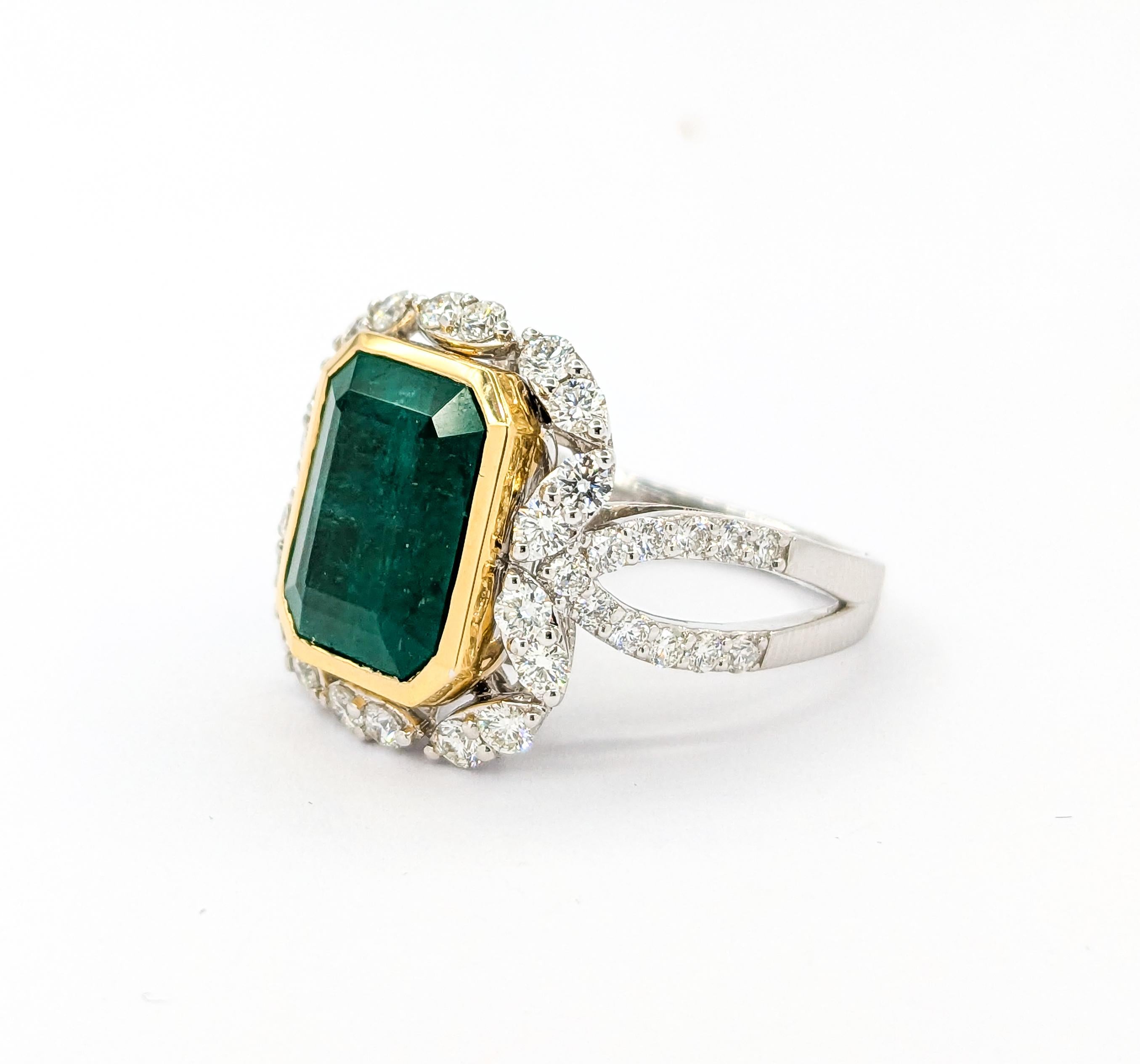 5,40ct Smaragd & Diamant Ring in 18kt zweifarbigem Gold 4