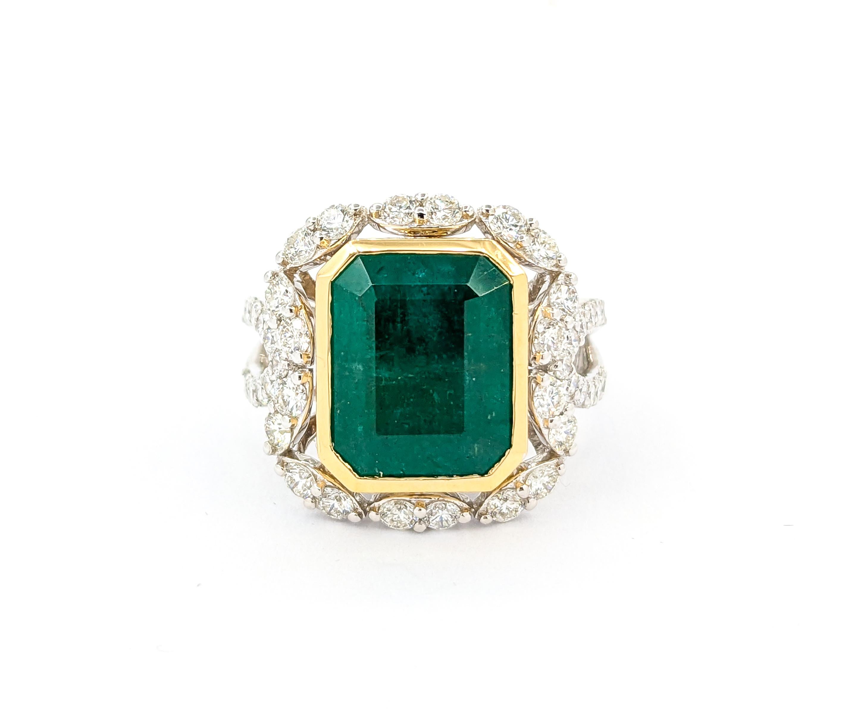 5,40ct Smaragd & Diamant Ring in 18kt zweifarbigem Gold 5