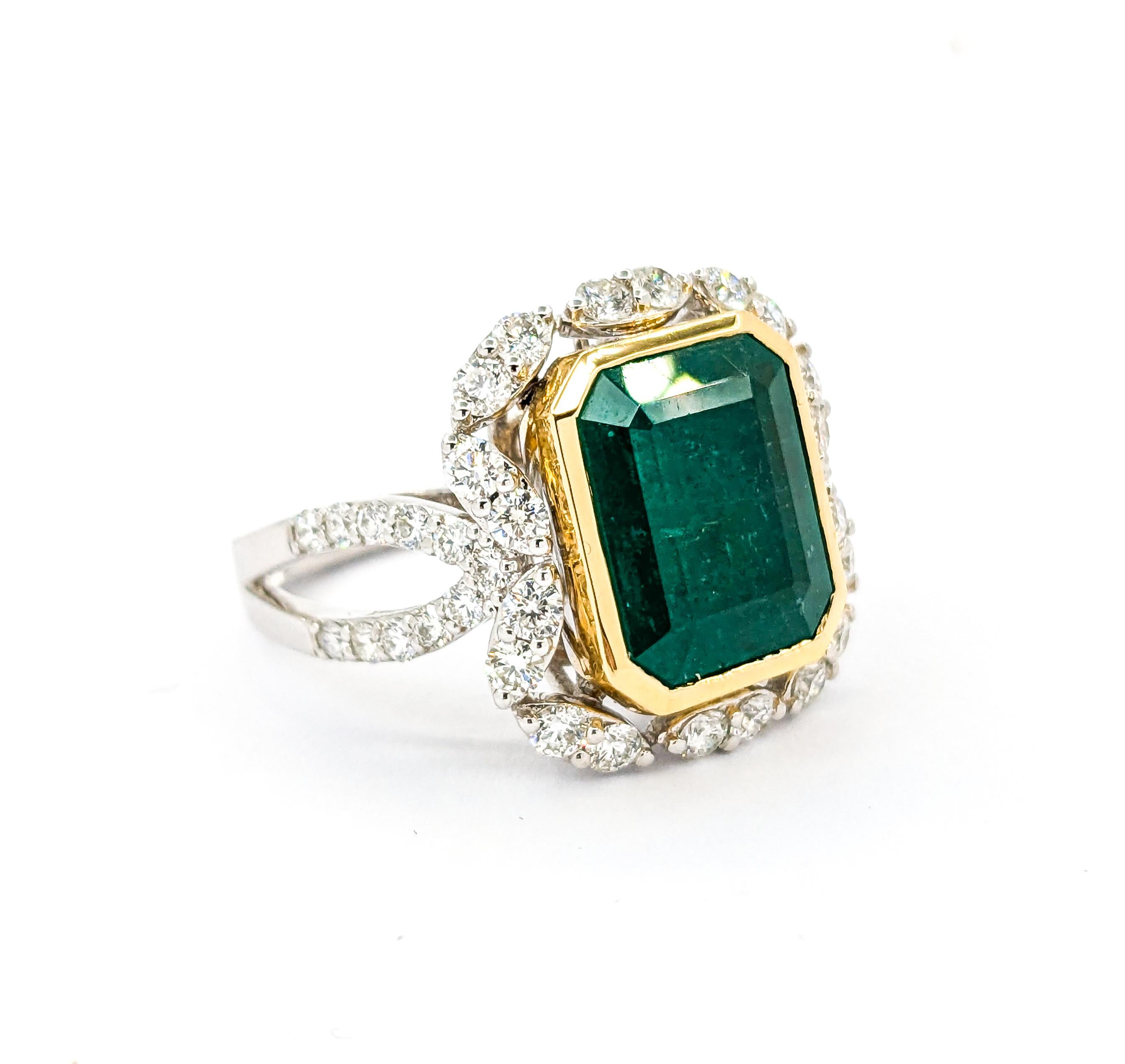 5,40ct Smaragd & Diamant Ring in 18kt zweifarbigem Gold Damen