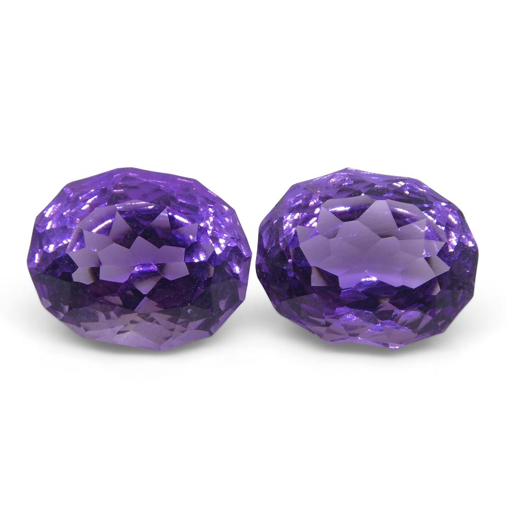 5.40ct Oval Amethyst 'Ruth' Fantasy/Fancy Cut Pair In New Condition For Sale In Toronto, Ontario