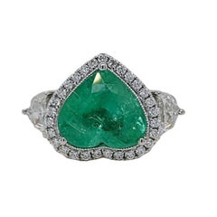 5.40ct Vivid Neon Blue-Green Natural Paraiba Tourmaline Ring 18K Gold GIA Cert