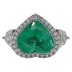5.40ct Vivid Neon Blue-Green Natural Paraiba Tourmaline Ring 18K Gold GIA Cert