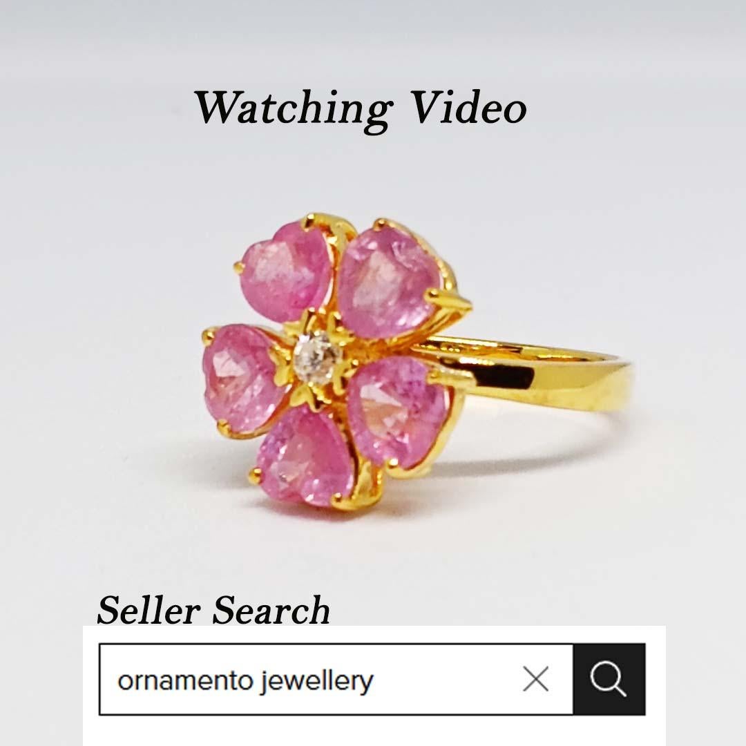 Art Nouveau 5.40cts Pink tourmaline ring.Streling Silver on 18K Gold Plated For Sale